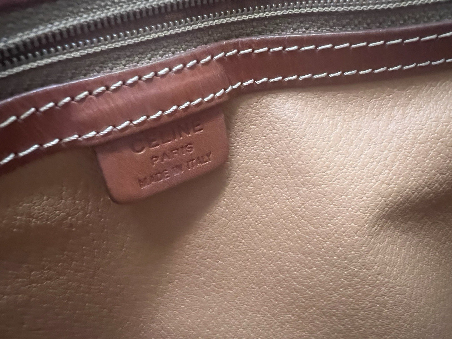 Authentic Celine Vintage Macadam Dome Alma No Zipper Pull
