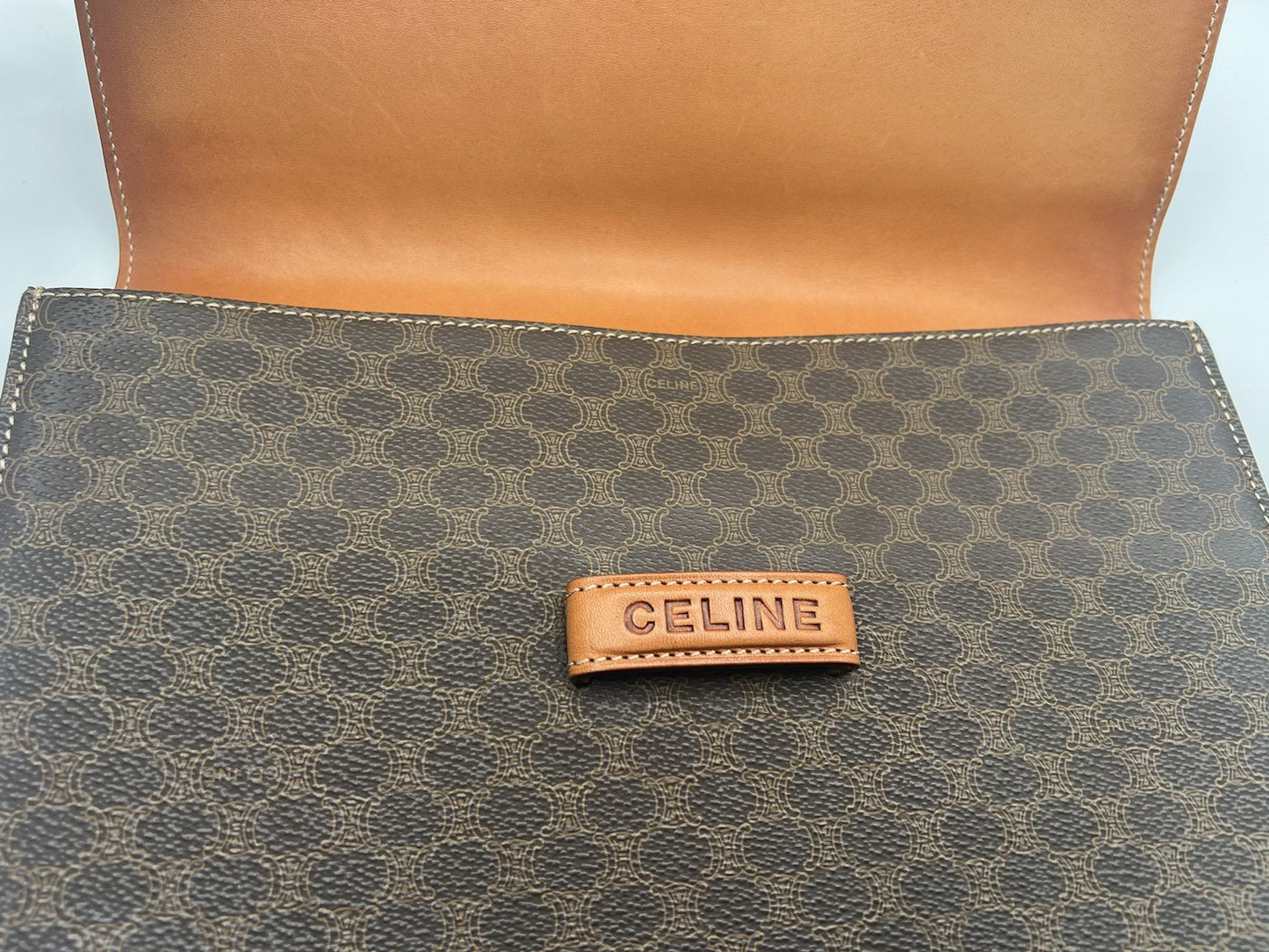 Authentic Vintage Celine Macadam Brown Clutch
