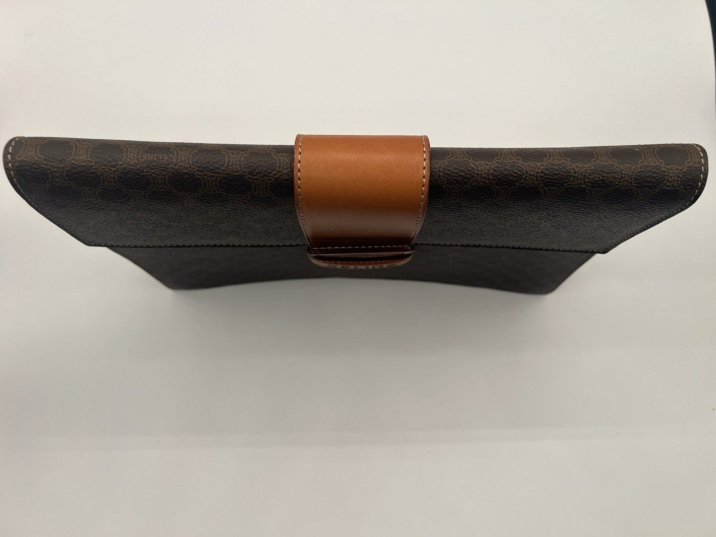 Authentic Vintage Celine Macadam Brown Clutch