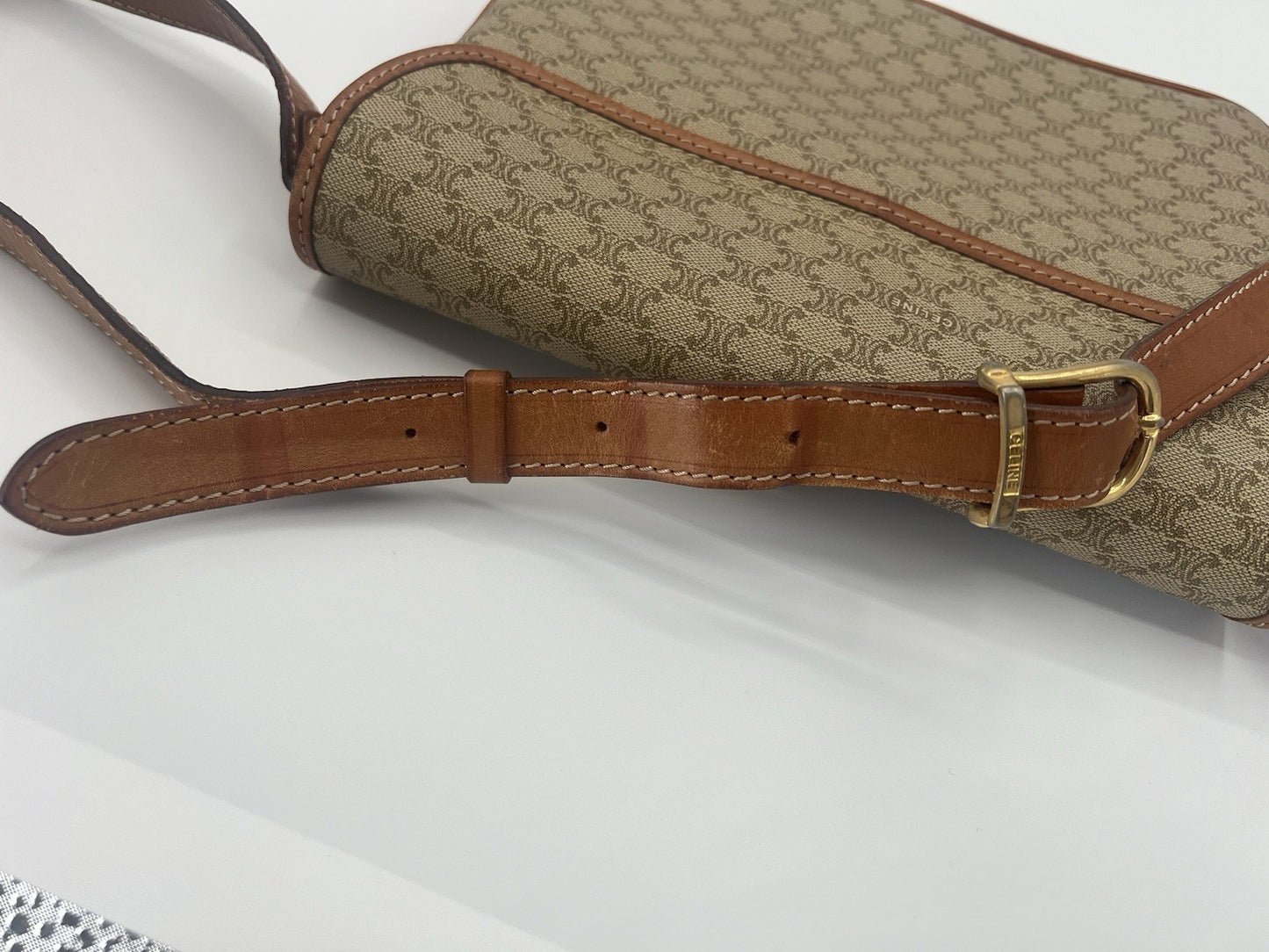Authentic Vintage Celine Macadam Brown Crossbody/Shoulder Bag