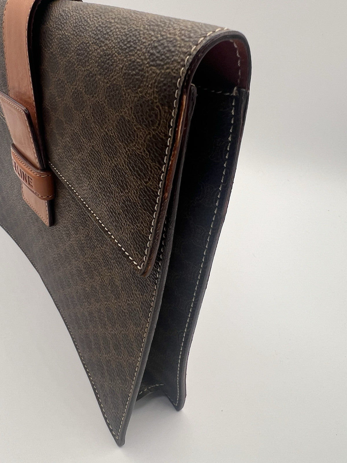 Authentic Vintage Celine Macadam Brown Clutch