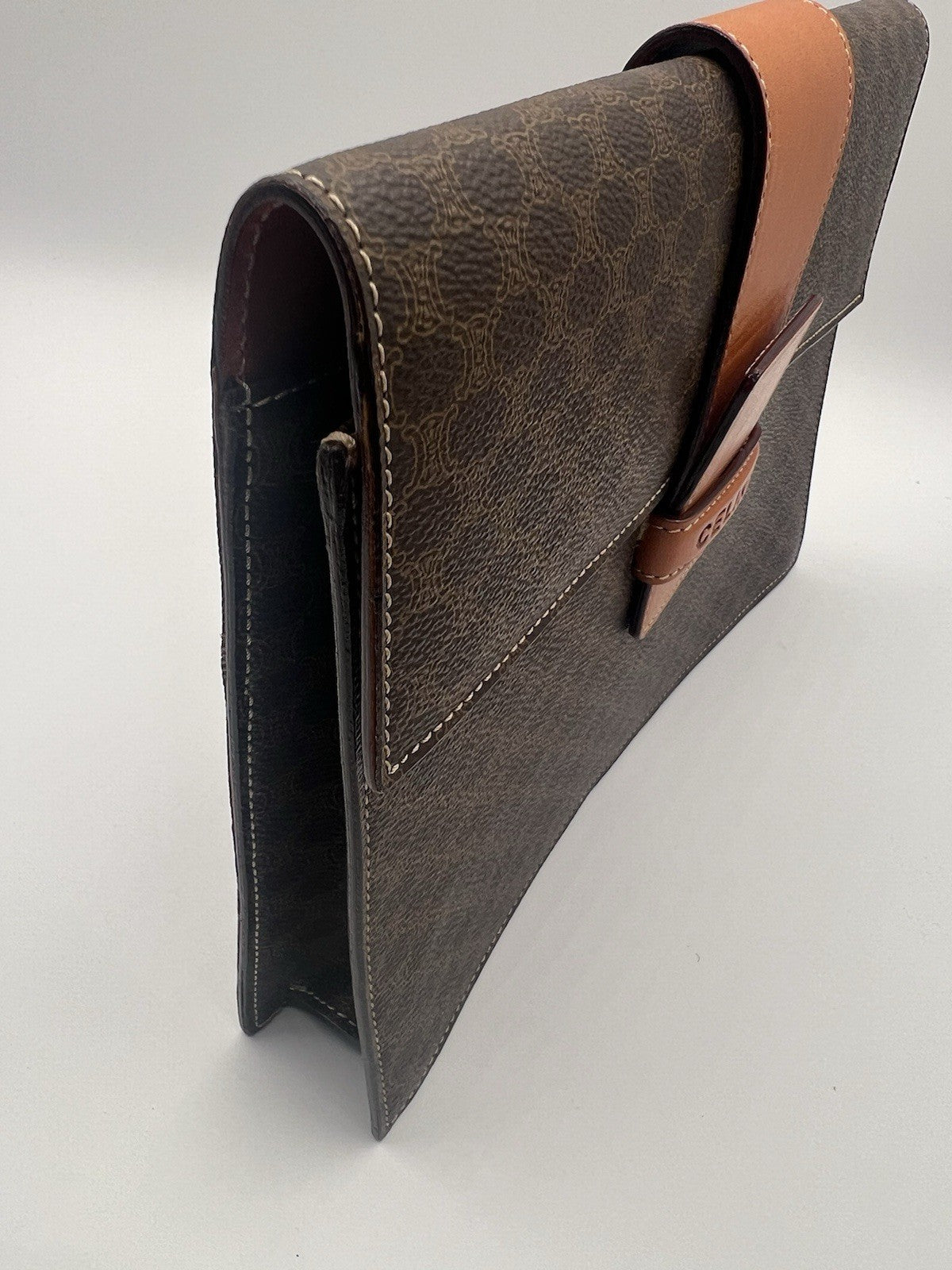 Authentic Vintage Celine Macadam Brown Clutch