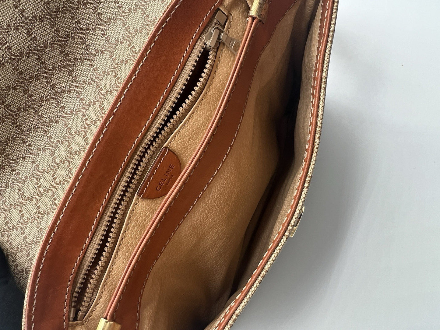 Authentic Vintage Celine Macadam Brown Crossbody/Shoulder Bag