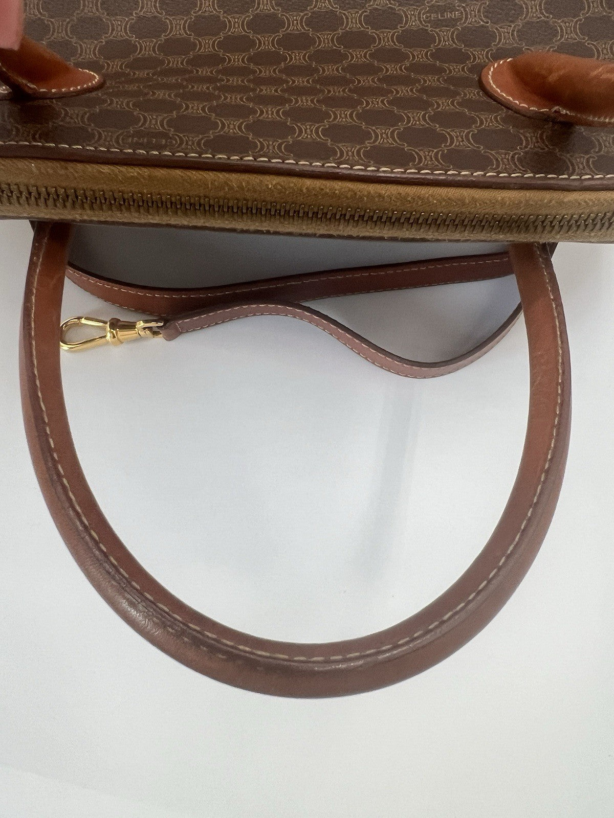 Authentic Celine Vintage Macadam Dome Alma No Zipper Pull