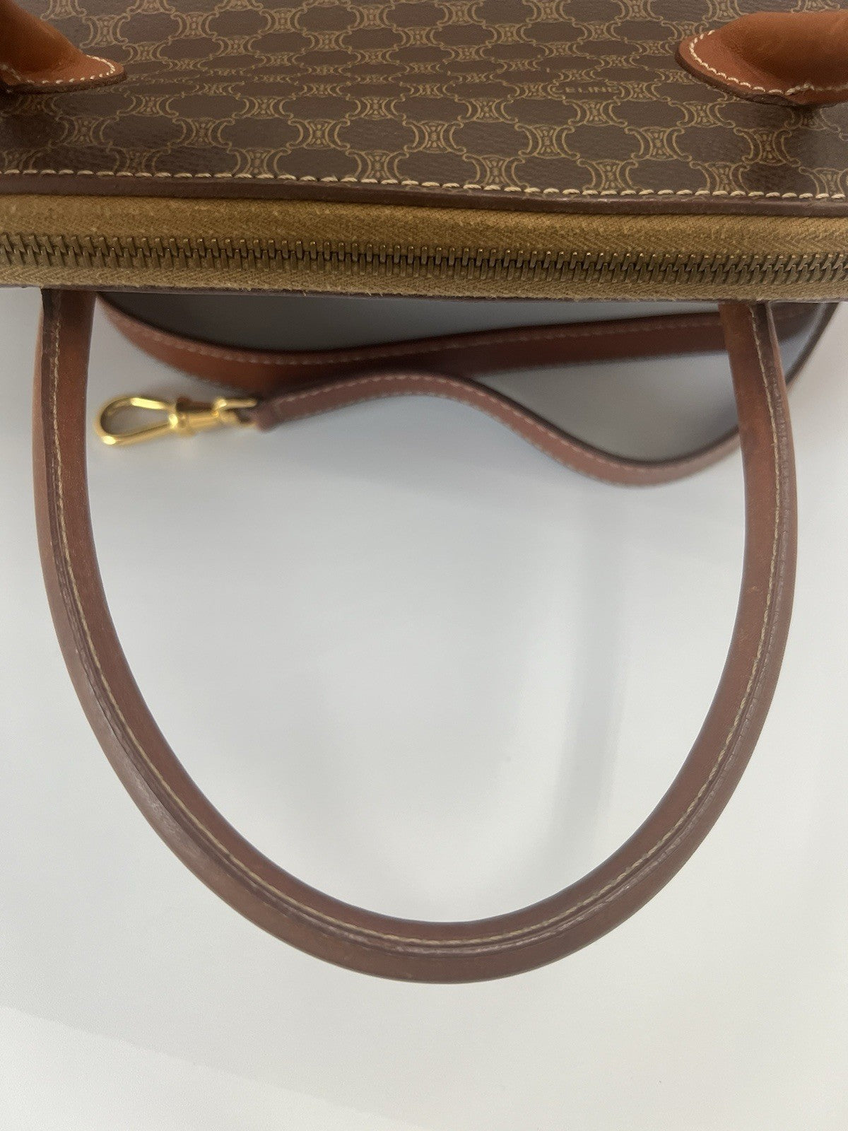 Authentic Celine Vintage Macadam Dome Alma No Zipper Pull