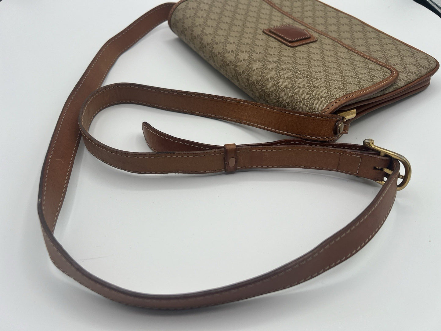 Authentic Vintage Celine Macadam Brown Crossbody/Shoulder Bag