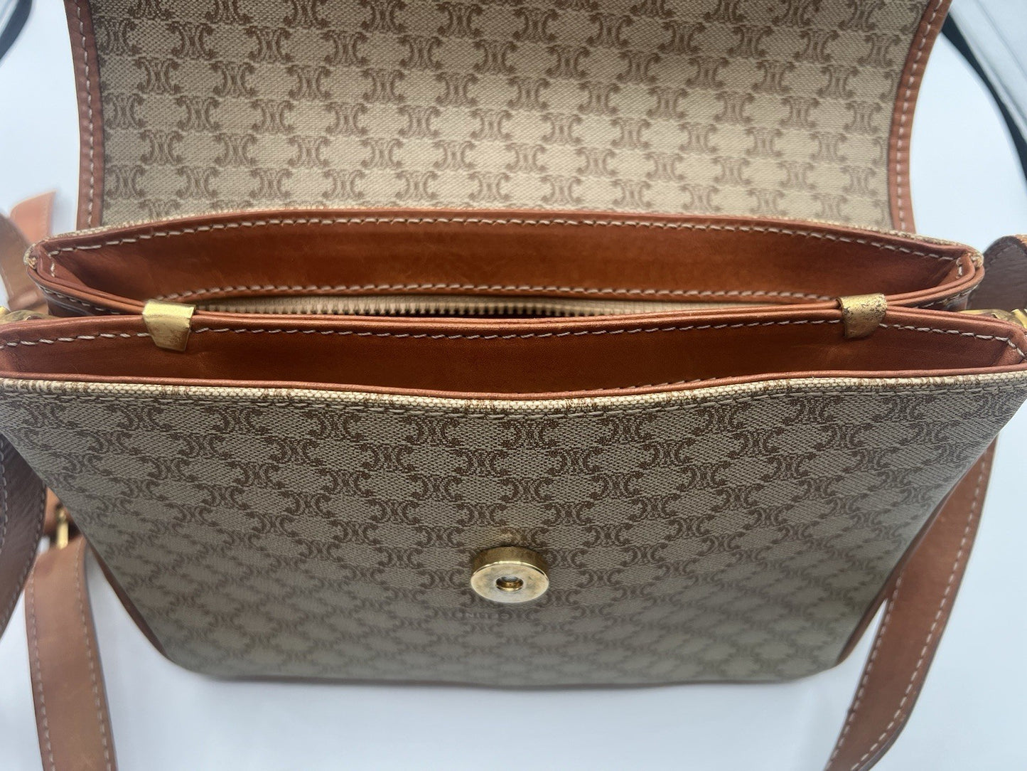 Authentic Vintage Celine Macadam Brown Crossbody/Shoulder Bag
