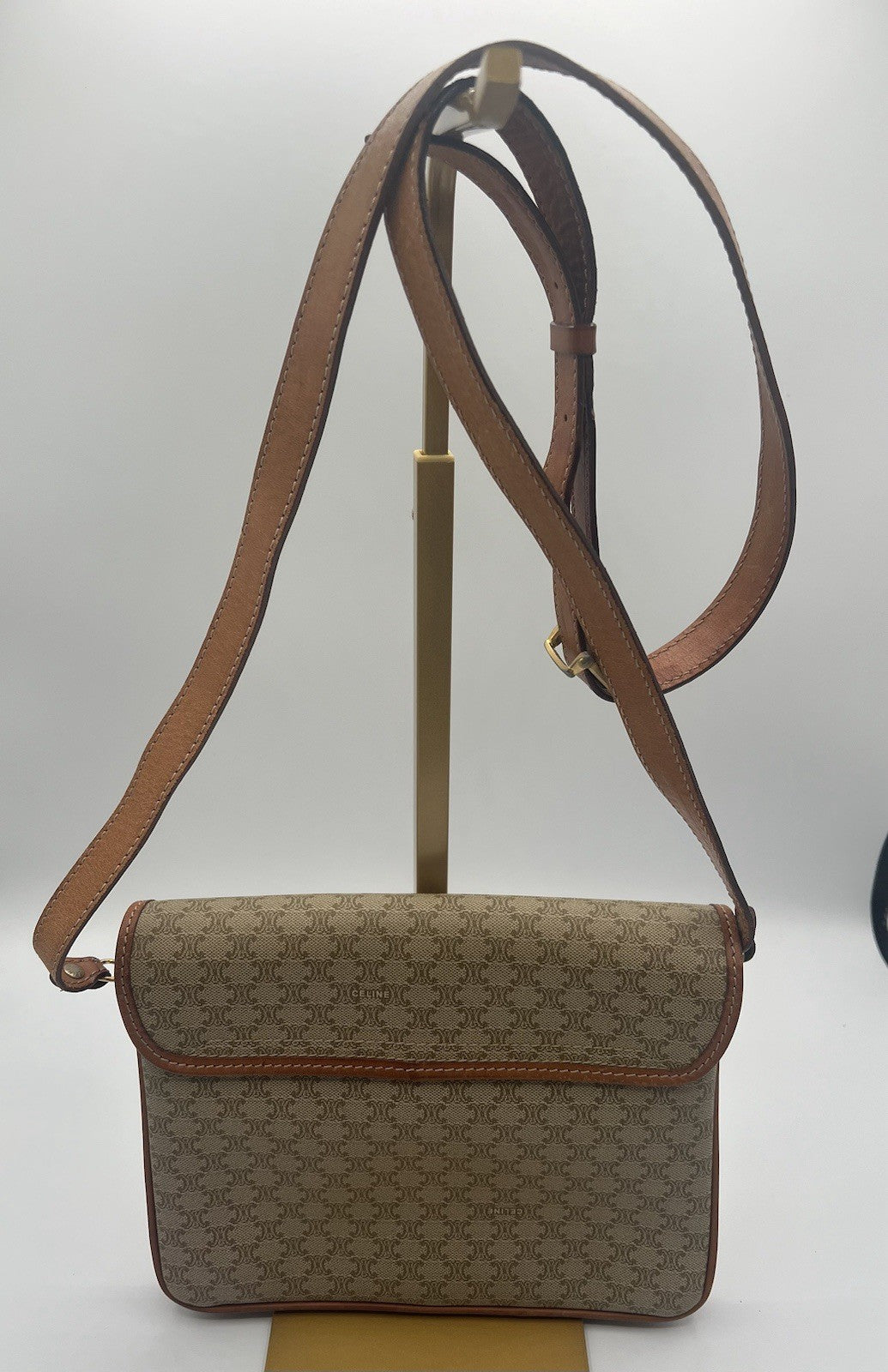 Authentic Vintage Celine Macadam Brown Crossbody/Shoulder Bag