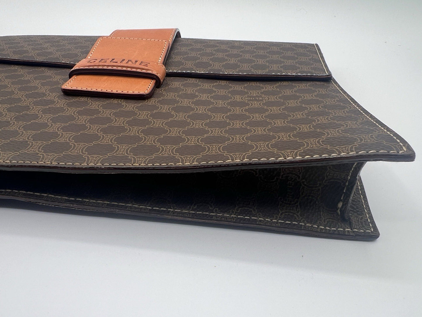 Authentic Vintage Celine Macadam Brown Clutch