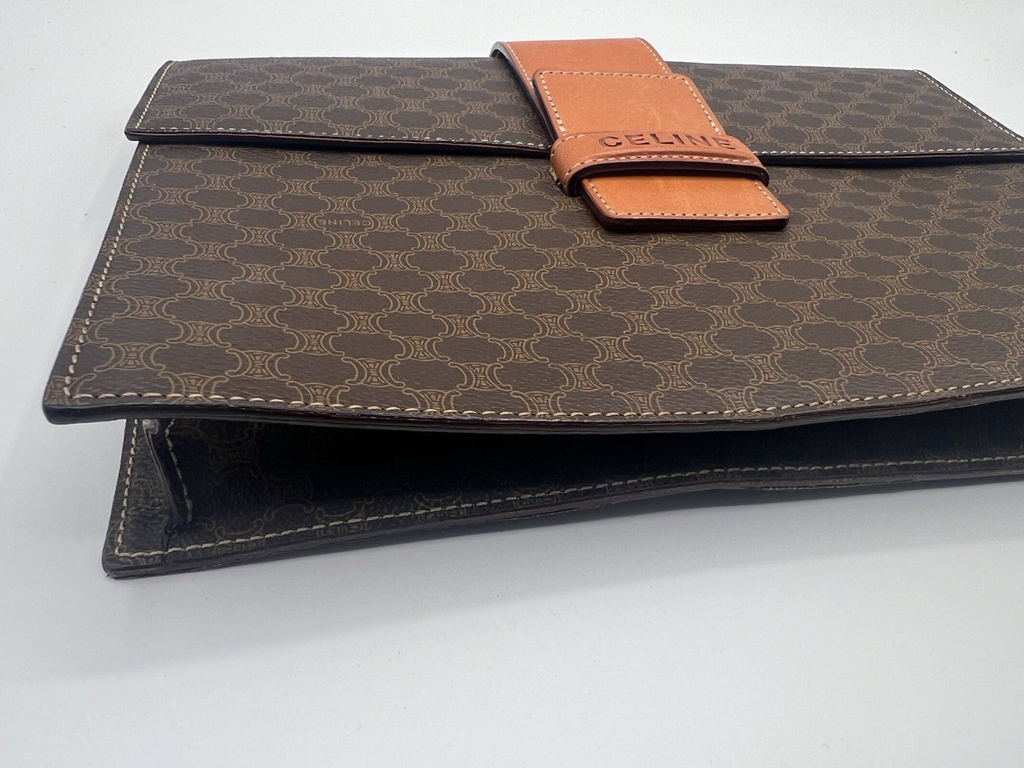 Authentic Vintage Celine Macadam Brown Clutch