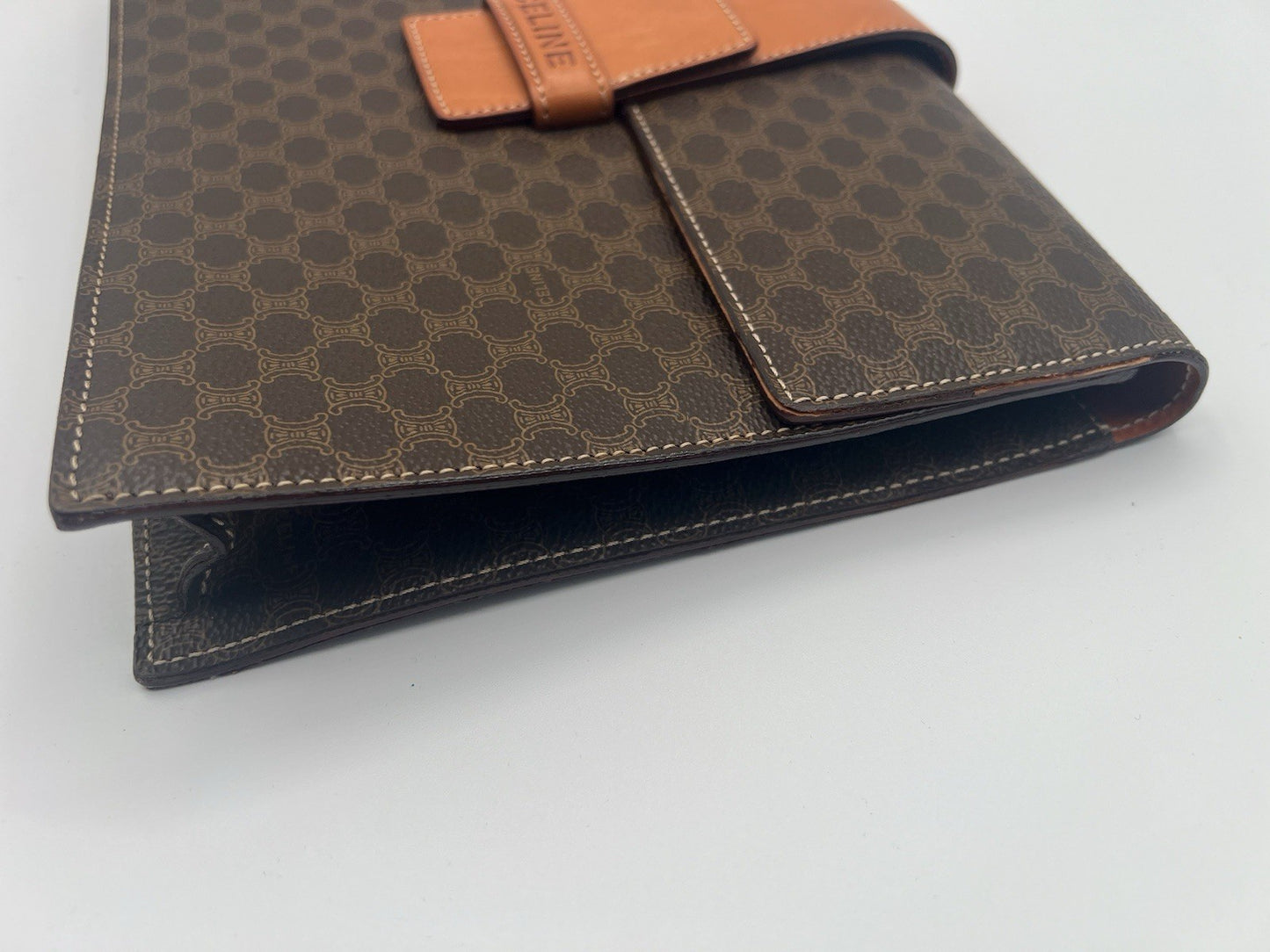Authentic Vintage Celine Macadam Brown Clutch