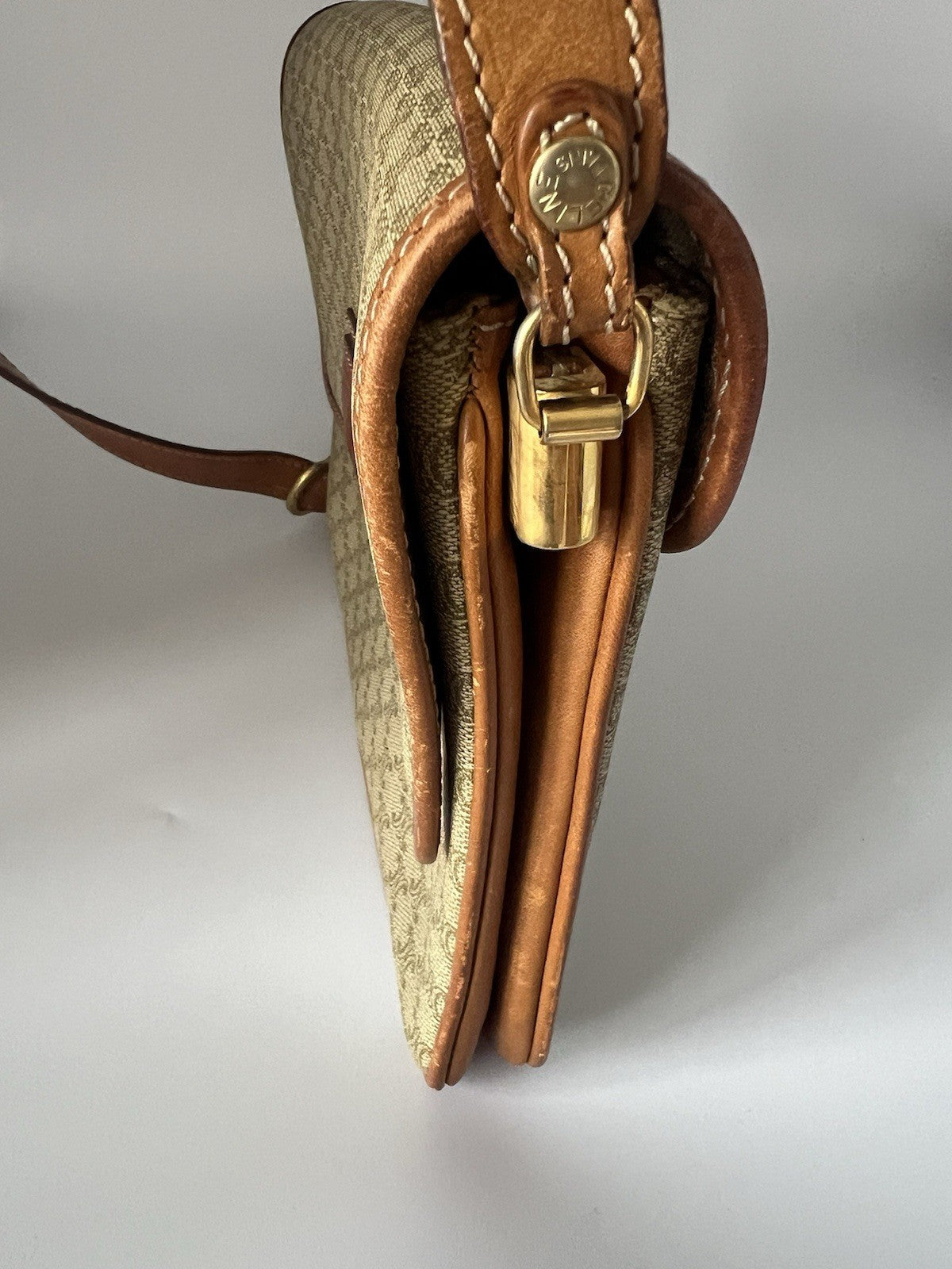 Authentic Vintage Celine Macadam Brown Crossbody/Shoulder Bag