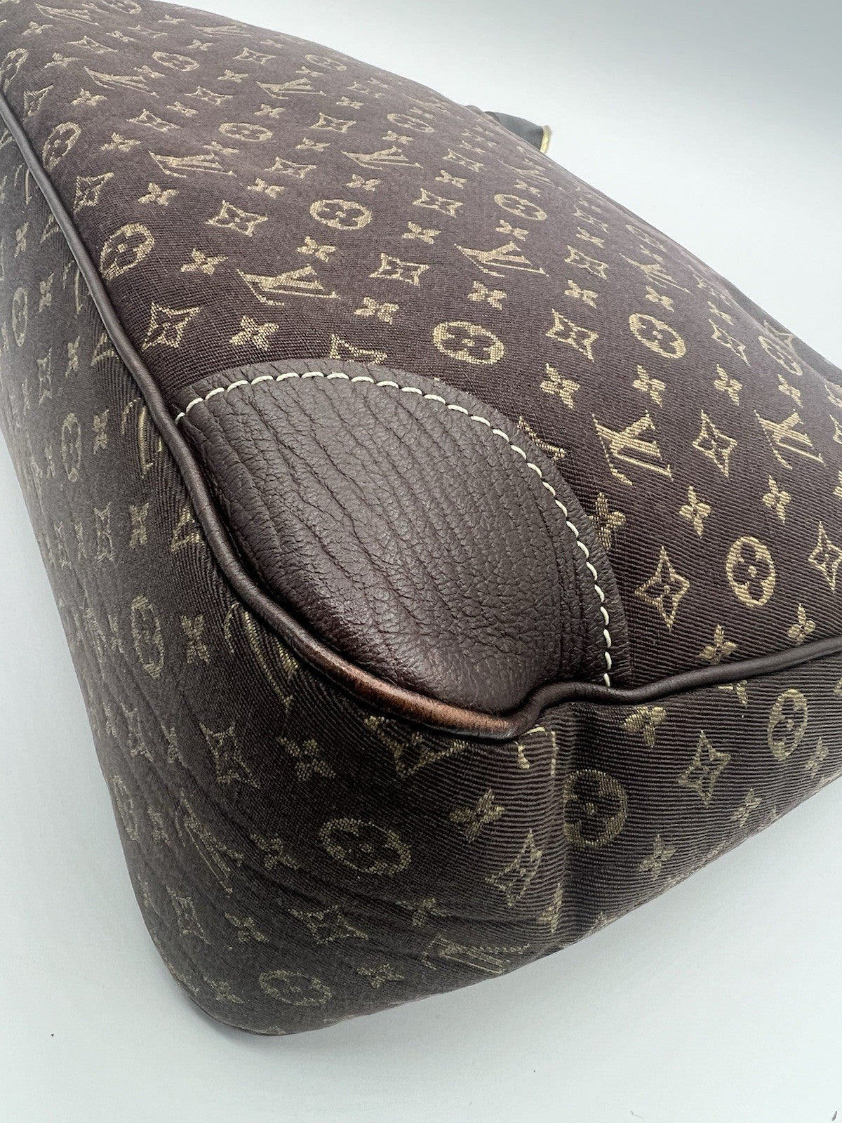 Auth Louis Vuitton Brown Boulogne Monogram Mini Lin Hobo Shoulder Bag