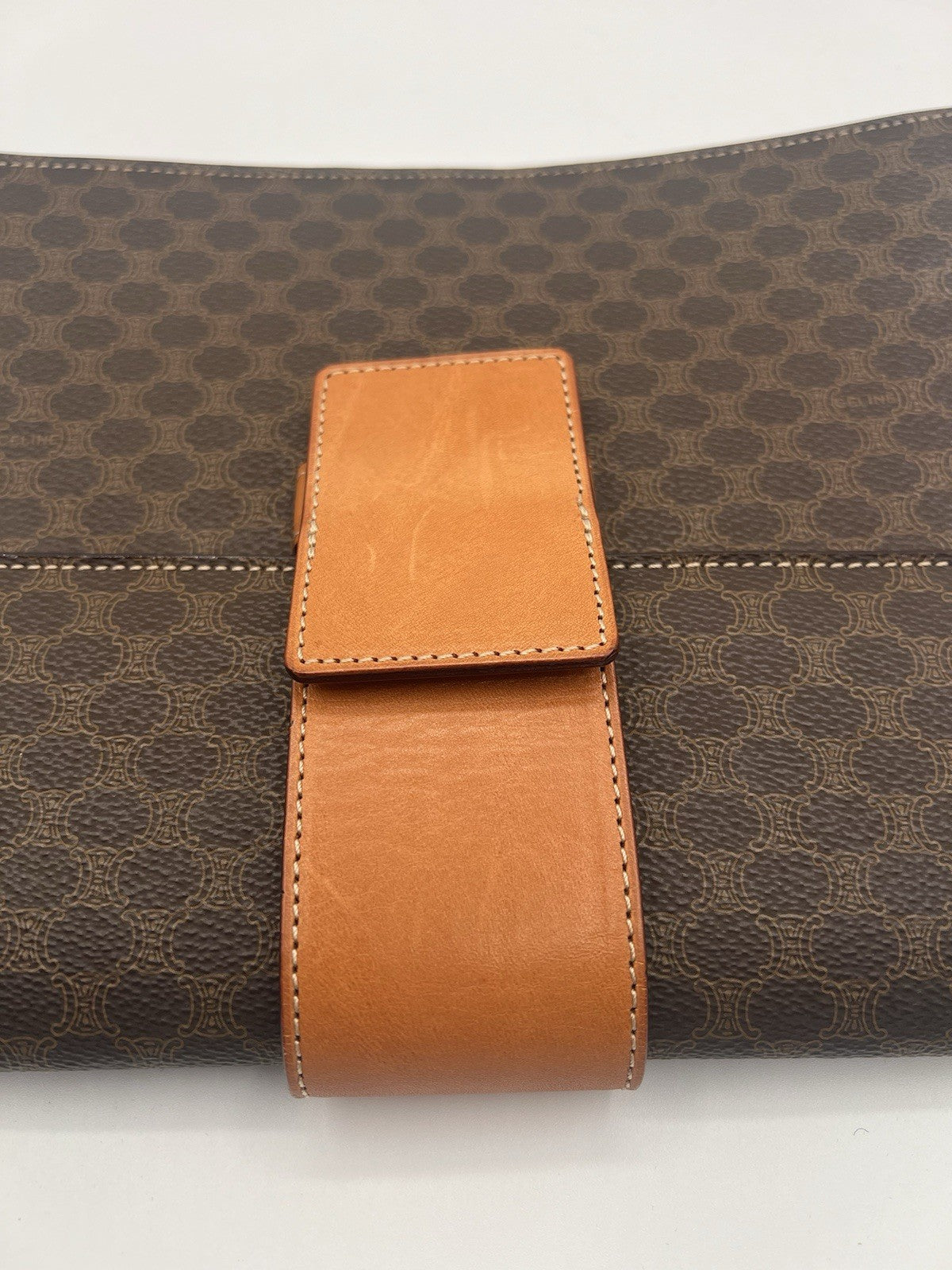 Authentic Vintage Celine Macadam Brown Clutch