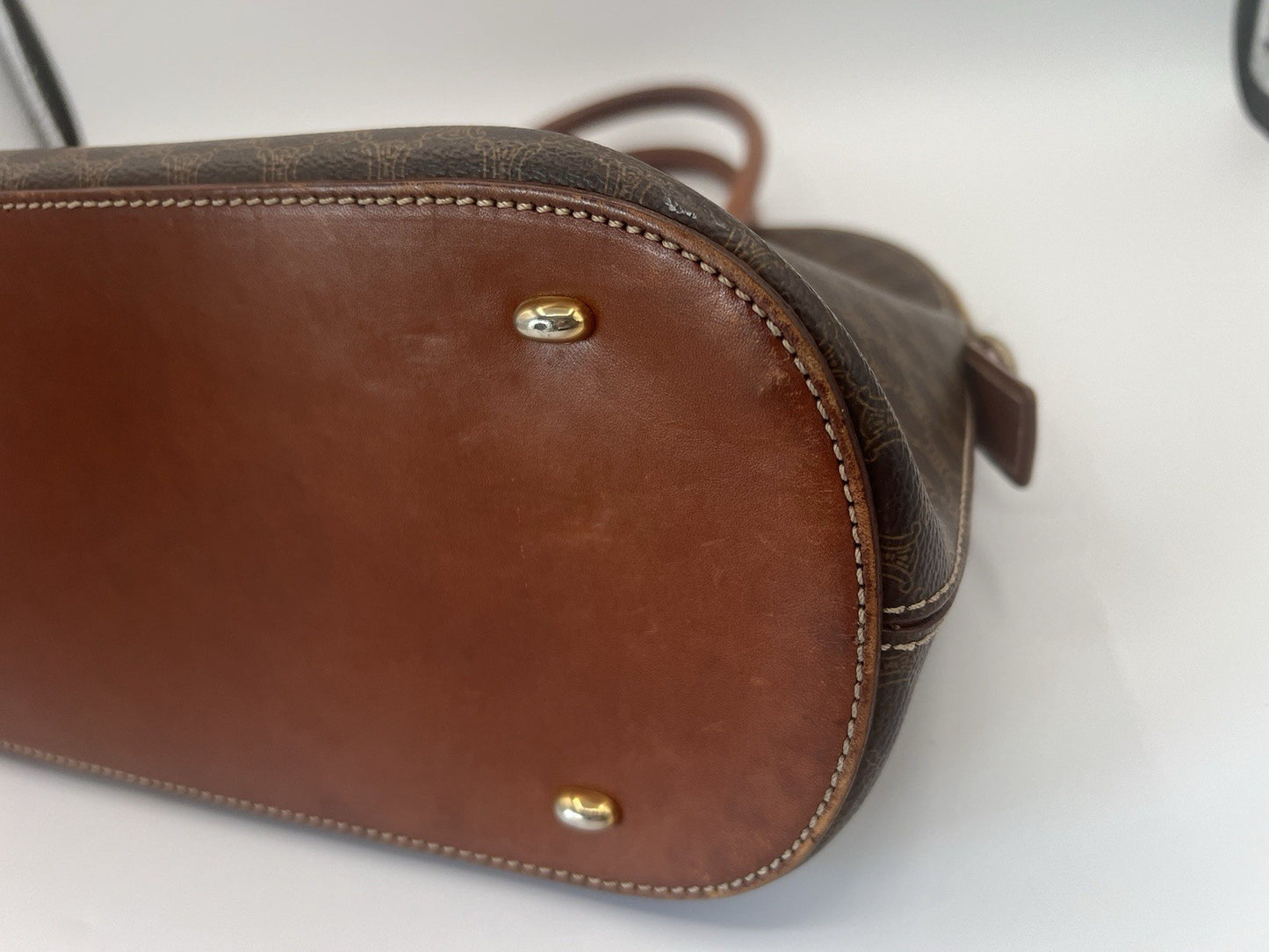 Authentic Celine Vintage Macadam Dome Alma No Zipper Pull