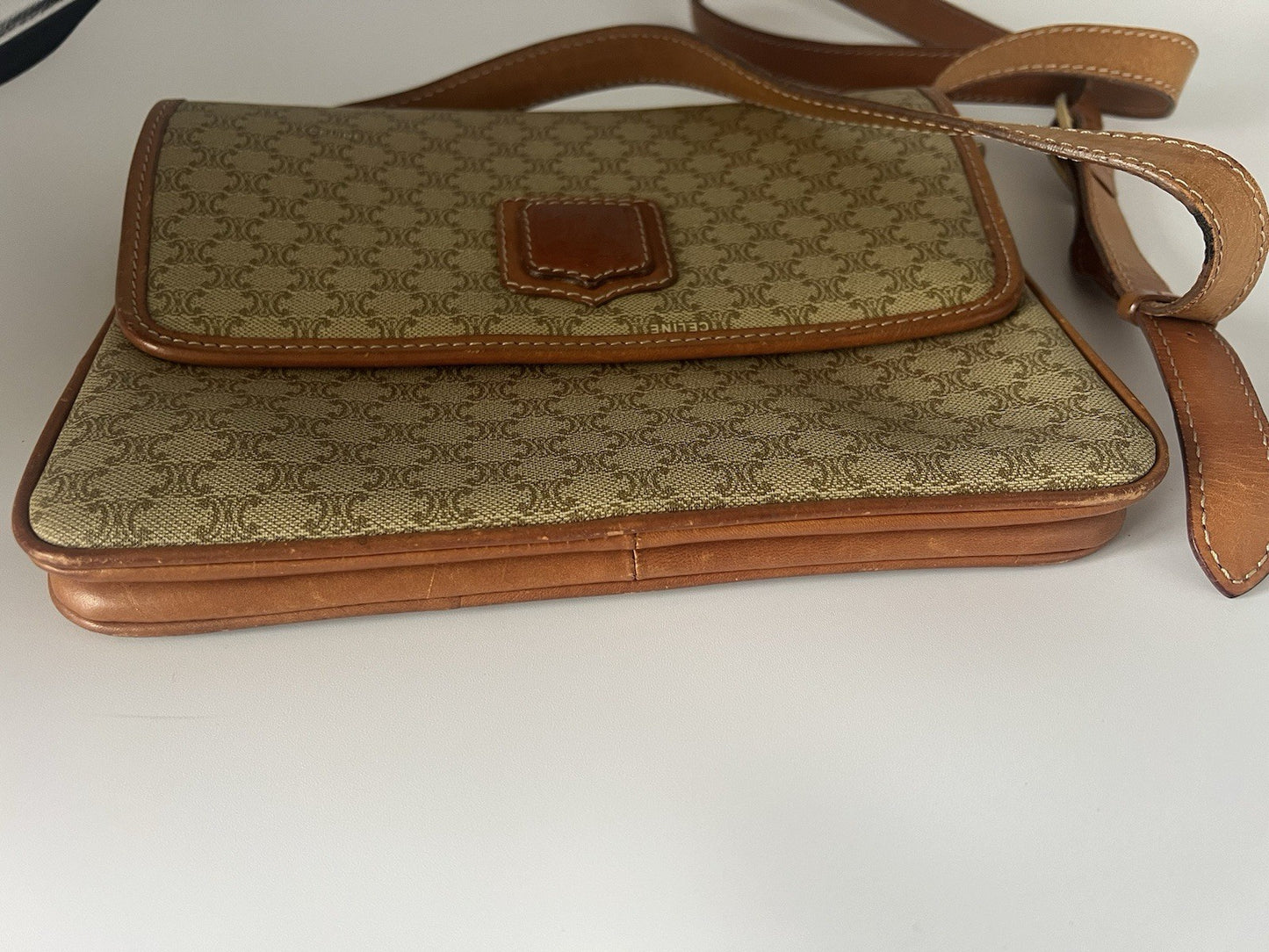 Authentic Vintage Celine Macadam Brown Crossbody/Shoulder Bag
