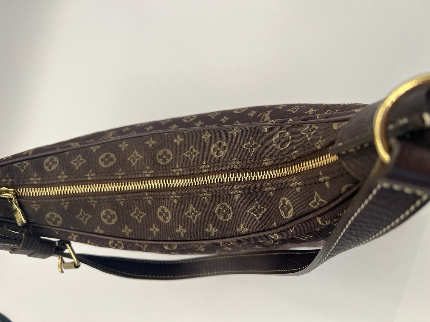 Auth Louis Vuitton Brown Boulogne Monogram Mini Lin Hobo Shoulder Bag