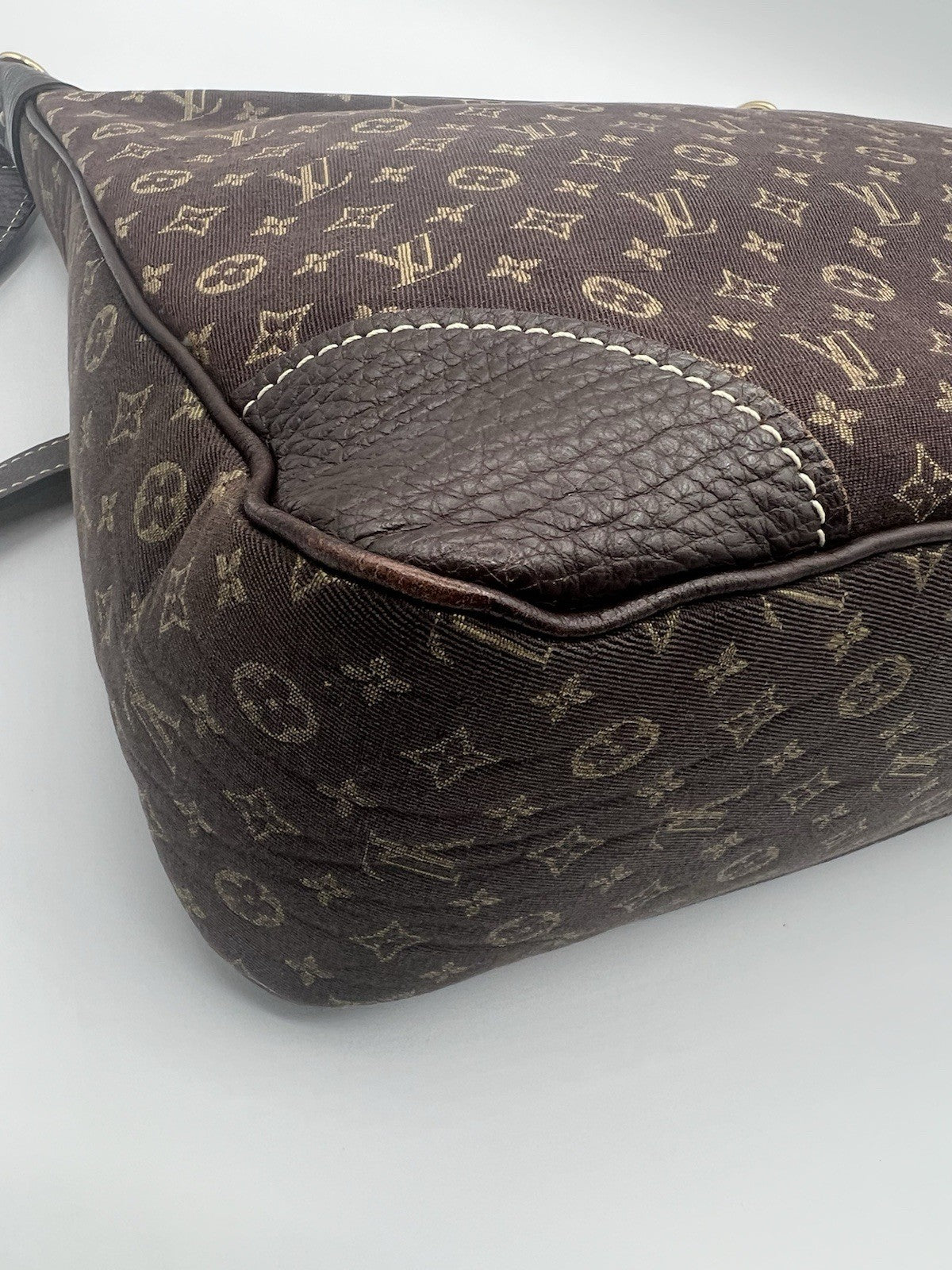 Auth Louis Vuitton Brown Boulogne Monogram Mini Lin Hobo Shoulder Bag