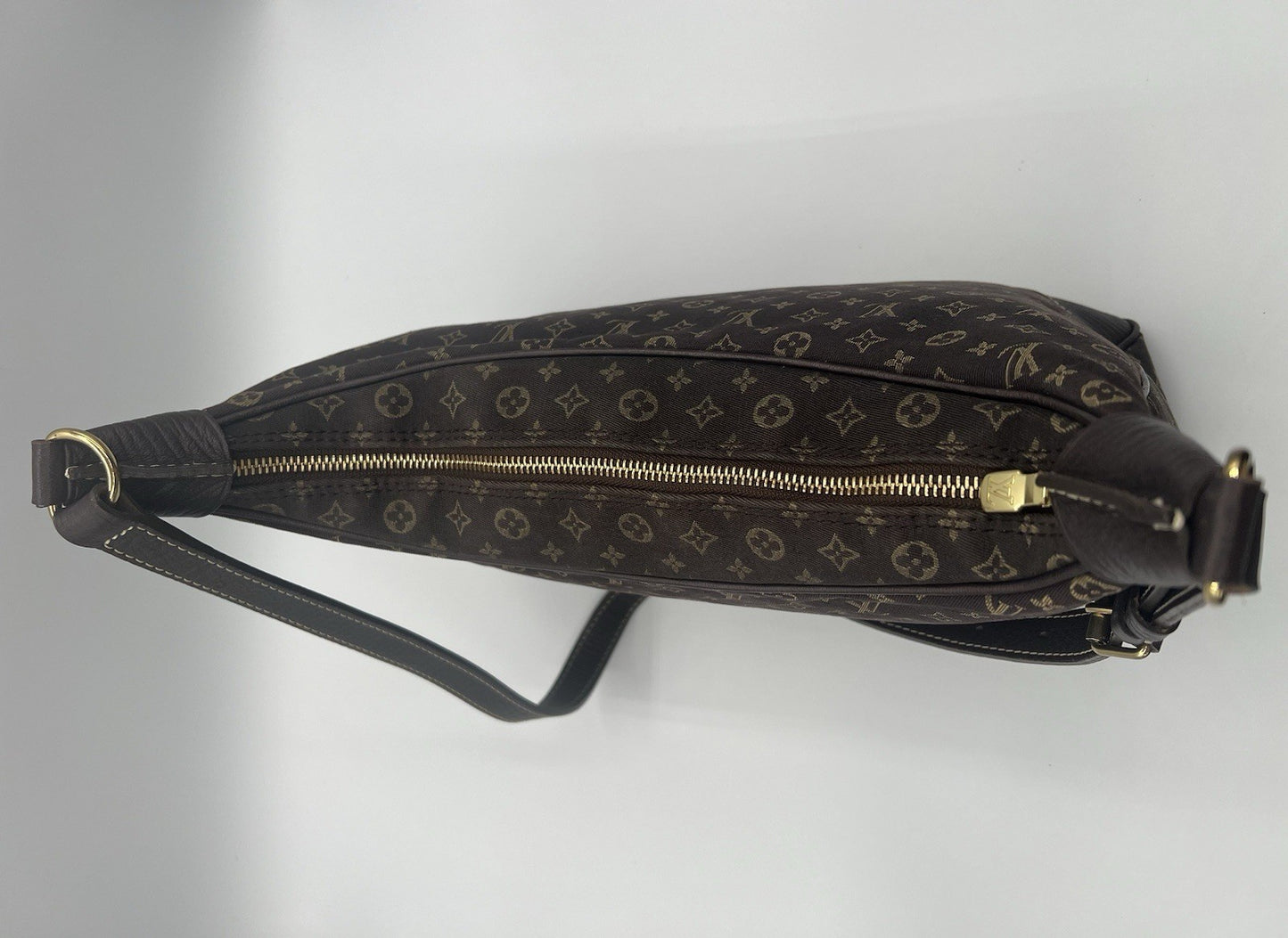 Auth Louis Vuitton Brown Boulogne Monogram Mini Lin Hobo Shoulder Bag