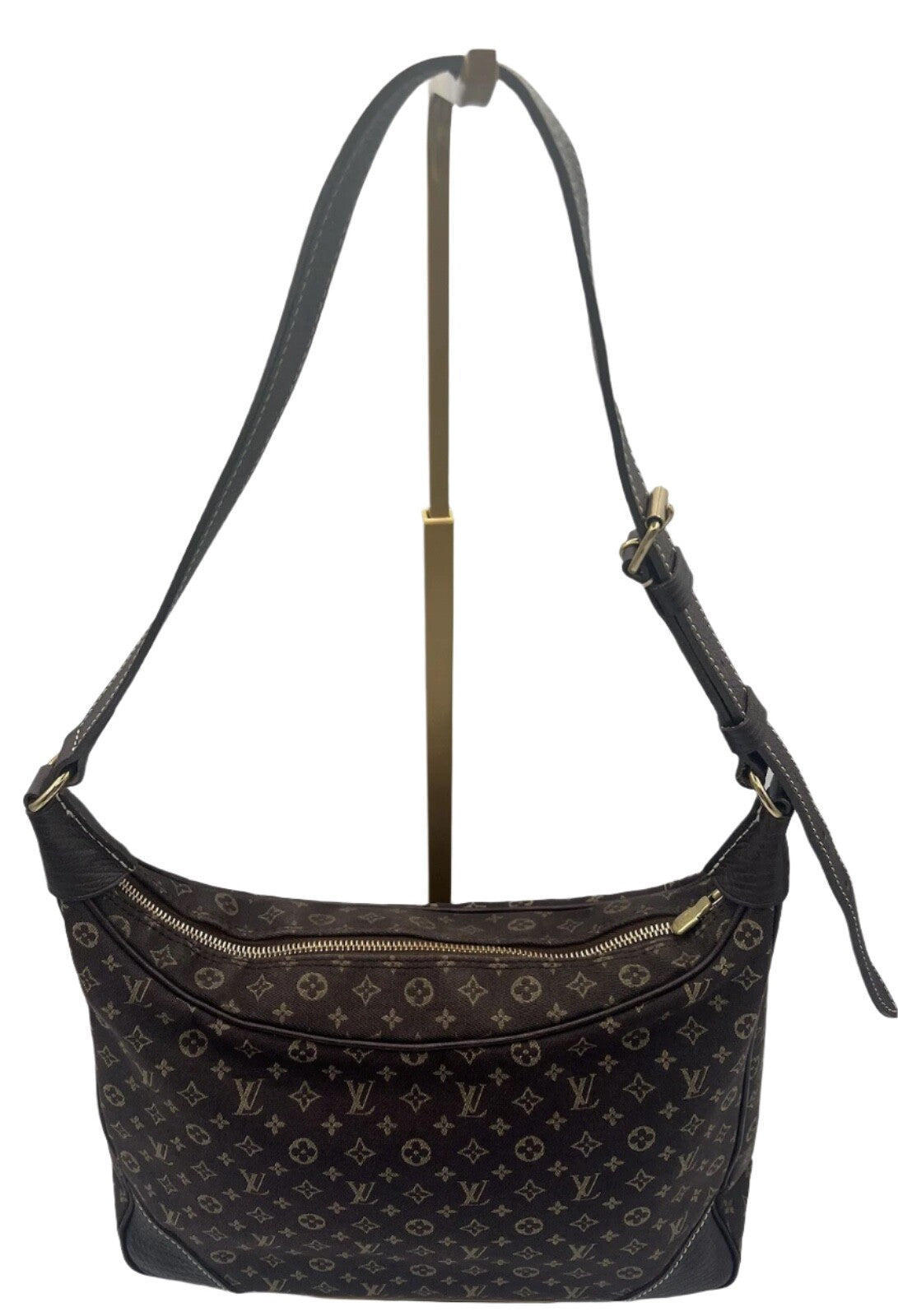Auth Louis Vuitton Brown Boulogne Monogram Mini Lin Hobo Shoulder Bag