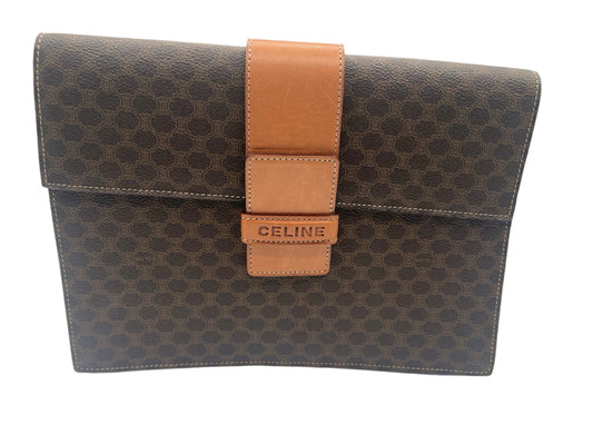 Authentic Vintage Celine Macadam Brown Clutch