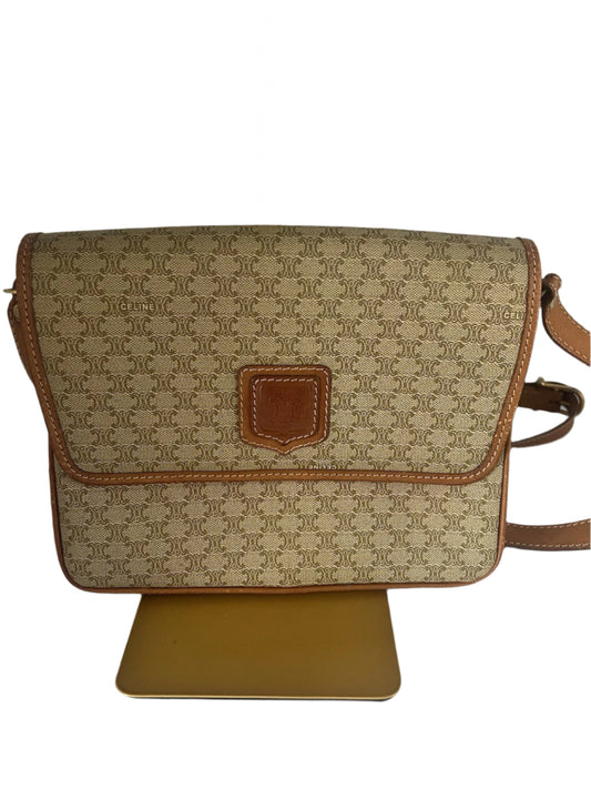 Authentic Vintage Celine Macadam Brown  Crossbody/Shoulder Bag