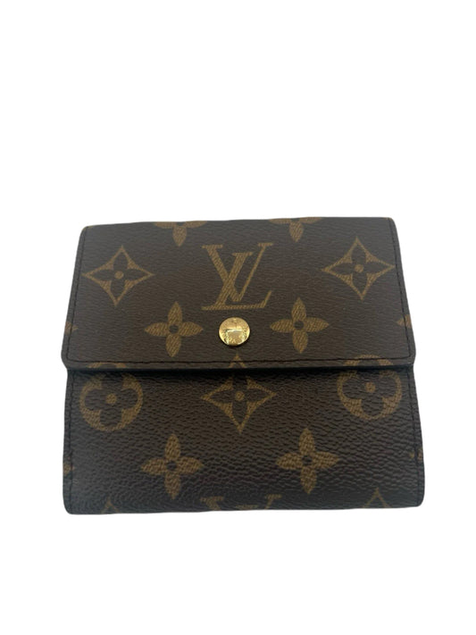 Authentic LOUIS VUITTON LV Ellise Monogram Canvas Leather Trifold Compact Wallet