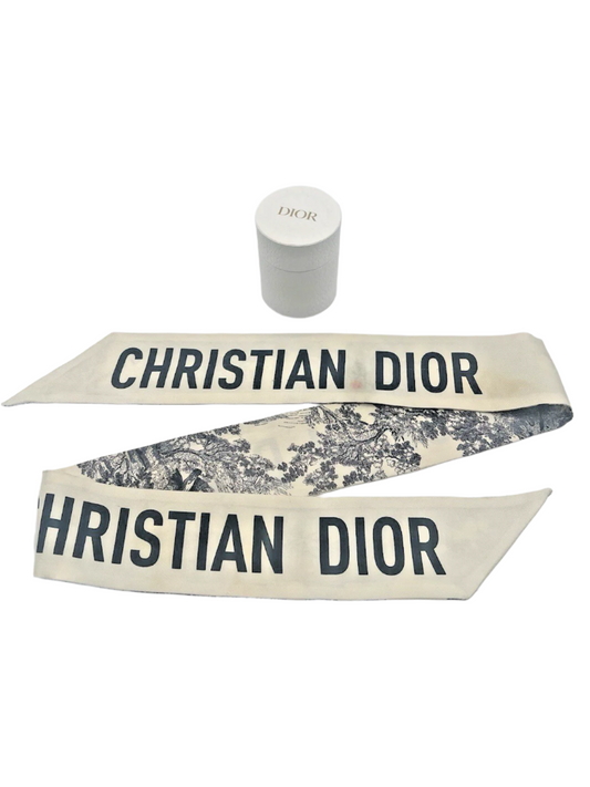 Authentic Christian Dior Silk bandeau Scarf No Tag, Black & White